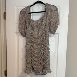Lush Floral Ruched Mini Dress